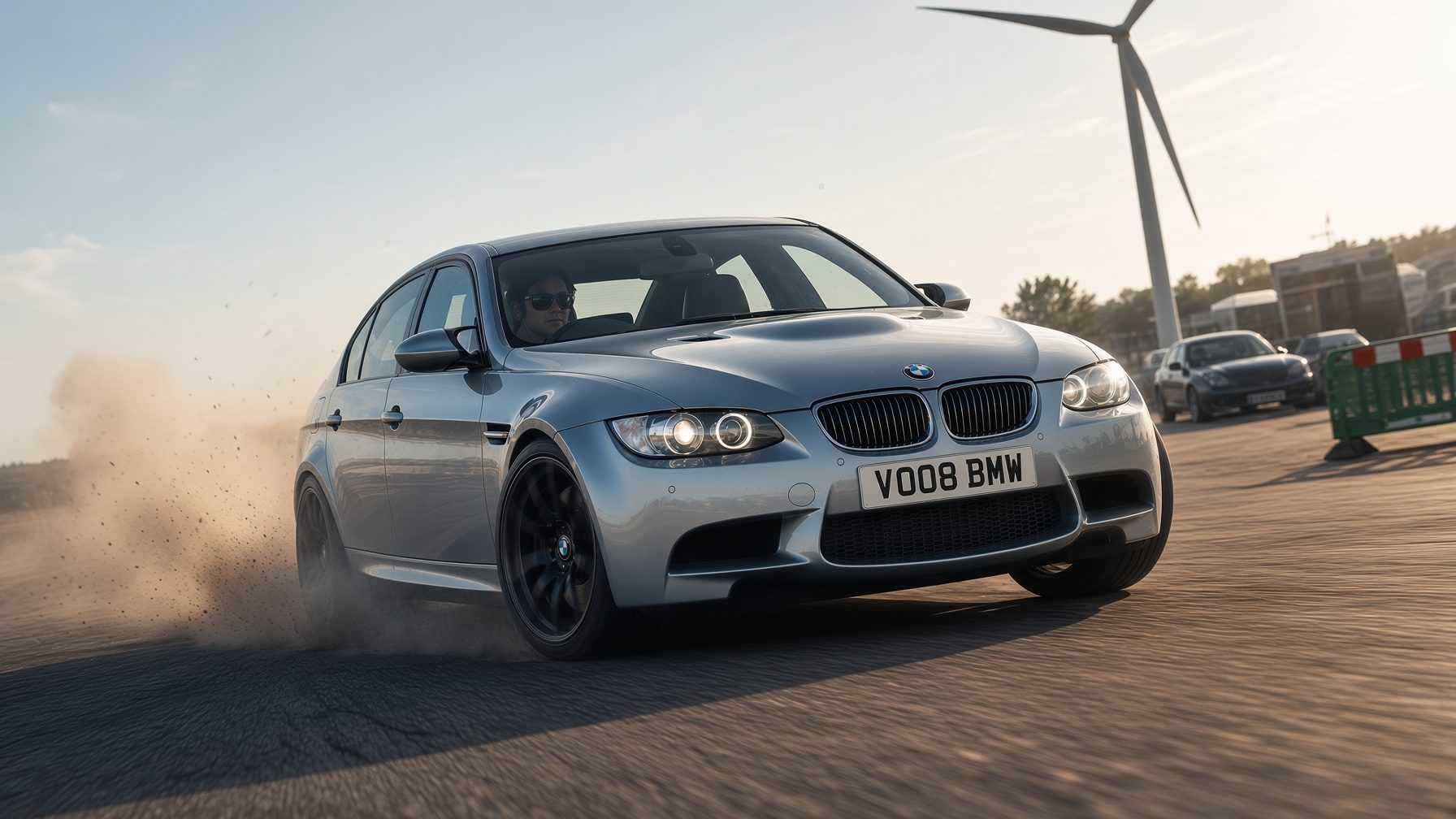 Chase Armitage drifting a BMW E90 M3 on a precision driving set